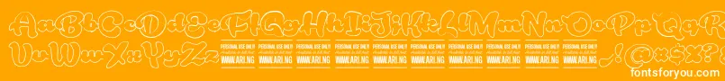 RoughrakoonoutPersonal-Schriftart – Weiße Schriften auf orangefarbenem Hintergrund