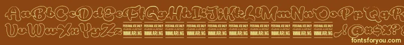 RoughrakoonoutPersonal Font – Yellow Fonts on Brown Background