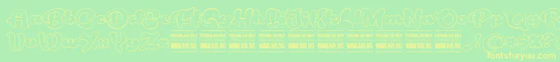 RoughrakoonoutPersonal Font – Yellow Fonts on Green Background