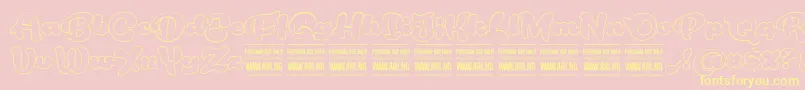 RoughrakoonoutPersonal Font – Yellow Fonts on Pink Background