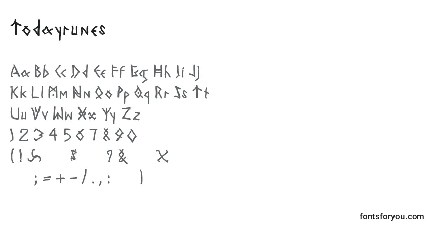 Czcionka Todayrunes – alfabet, cyfry, specjalne znaki