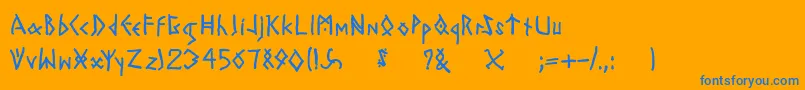 Todayrunes Font – Blue Fonts on Orange Background