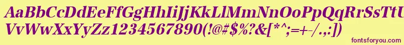 UrwantiquatextnarBoldOblique Font – Purple Fonts on Yellow Background