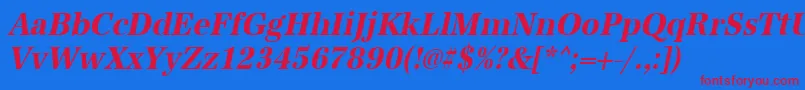 UrwantiquatextnarBoldOblique Font – Red Fonts on Blue Background