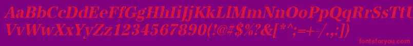 UrwantiquatextnarBoldOblique Font – Red Fonts on Purple Background