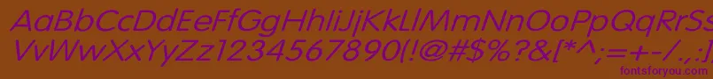 VogueNormalWdItalic Font – Purple Fonts on Brown Background