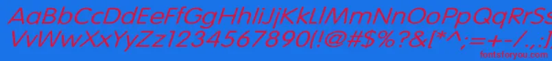 VogueNormalWdItalic Font – Red Fonts on Blue Background