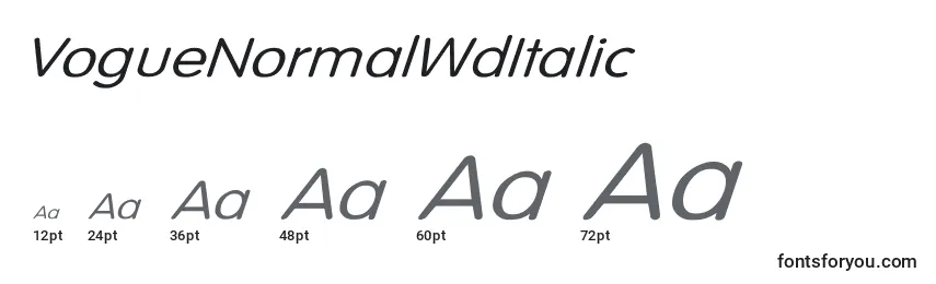 Размеры шрифта VogueNormalWdItalic