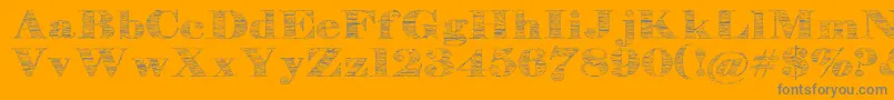 Stonestoryplusp-Schriftart – Graue Schriften auf orangefarbenem Hintergrund