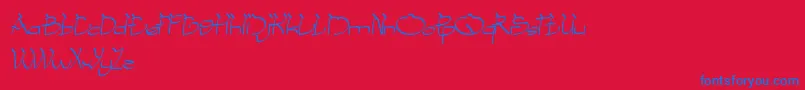 フォントCobraOnCoconutTree – 赤い背景に青い文字
