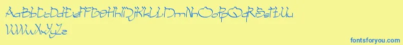 CobraOnCoconutTree-Schriftart – Blaue Schriften auf gelbem Hintergrund
