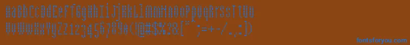 Bpdotscondensedsquare-Schriftart – Blaue Schriften auf braunem Hintergrund