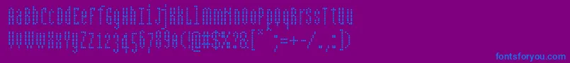 Bpdotscondensedsquare-Schriftart – Blaue Schriften auf violettem Hintergrund