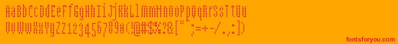 Czcionka Bpdotscondensedsquare – czerwone czcionki na pomarańczowym tle