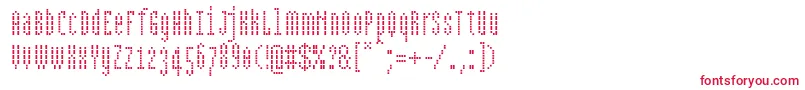 Bpdotscondensedsquare-Schriftart – Rote Schriften auf weißem Hintergrund