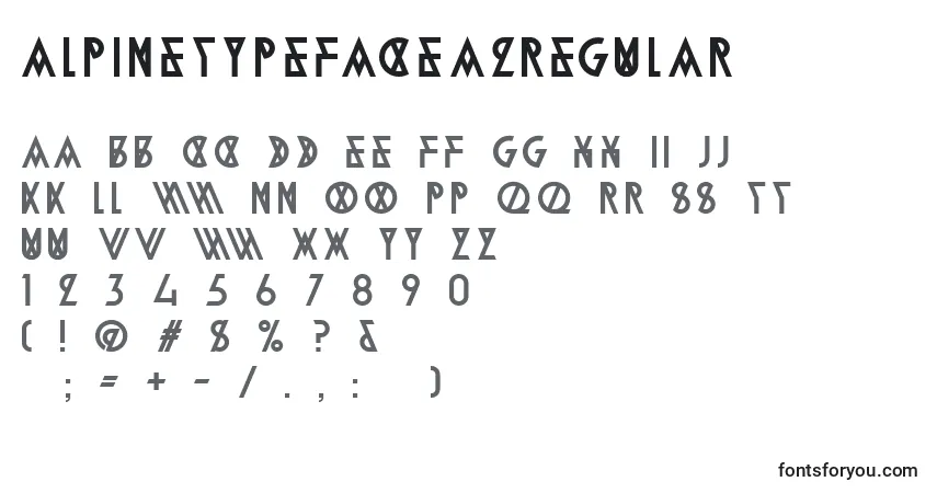 Czcionka AlpineTypefaceA2Regular – alfabet, cyfry, specjalne znaki