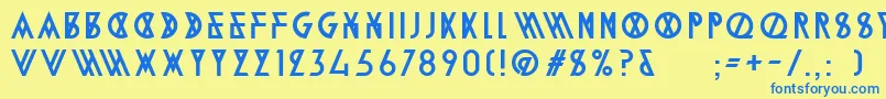 AlpineTypefaceA2Regular Font – Blue Fonts on Yellow Background