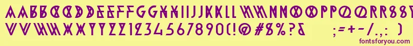 AlpineTypefaceA2Regular Font – Purple Fonts on Yellow Background