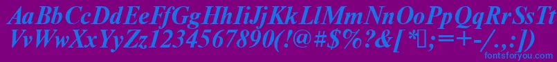 Times.KzBoldItalic Font – Blue Fonts on Purple Background