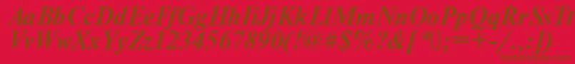 Times.KzBoldItalic Font – Brown Fonts on Red Background