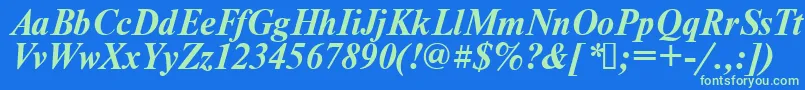 Times.KzBoldItalic Font – Green Fonts on Blue Background