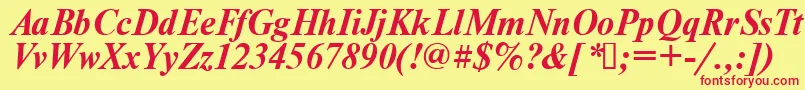 Times.KzBoldItalic Font – Red Fonts on Yellow Background