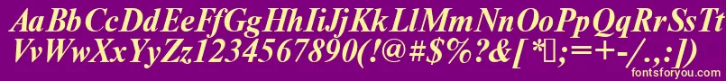 Times.KzBoldItalic Font – Yellow Fonts on Purple Background