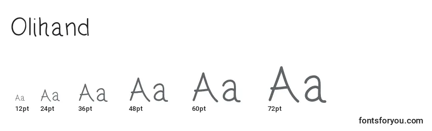 Размеры шрифта Olihand