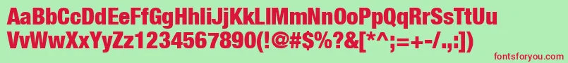HelveticaNeueCondensedBlack Font – Red Fonts on Green Background