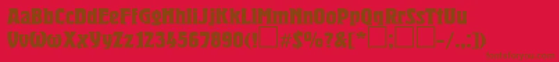 Fonte HeroldBold – fontes marrons em um fundo vermelho