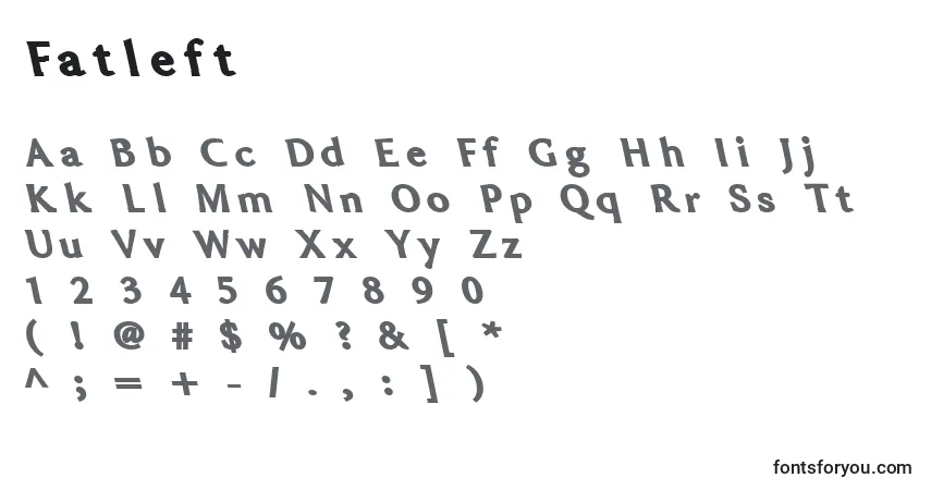Czcionka Fatleft – alfabet, cyfry, specjalne znaki