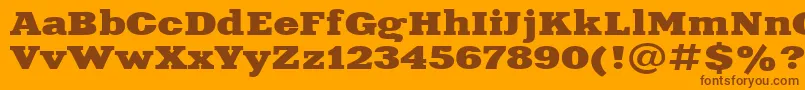 Aardvark115n-Schriftart – Braune Schriften auf orangefarbenem Hintergrund