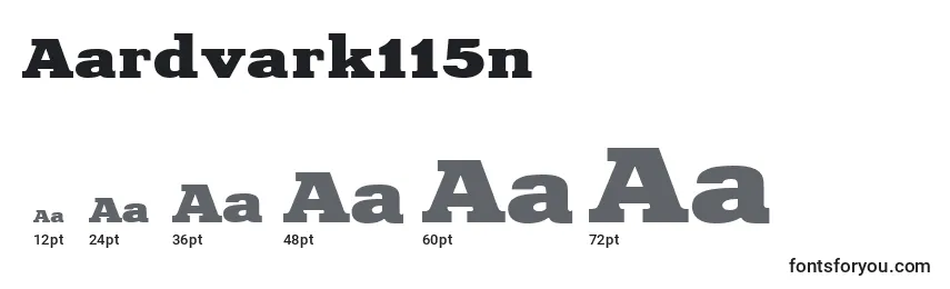 Размеры шрифта Aardvark115n
