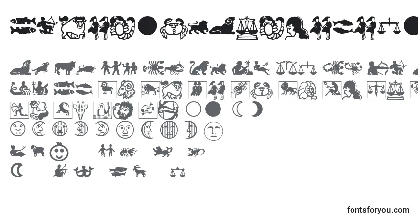 A fonte LinotypeAstrologyPiTwo – alfabeto, números, caracteres especiais