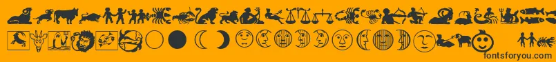 Шрифт LinotypeAstrologyPiTwo – чёрные шрифты на оранжевом фоне