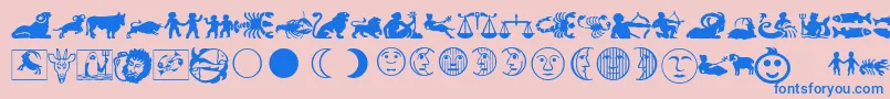 Шрифт LinotypeAstrologyPiTwo – синие шрифты на розовом фоне