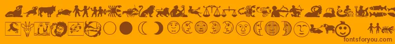 fuente LinotypeAstrologyPiTwo – Fuentes Marrones Sobre Fondo Naranja