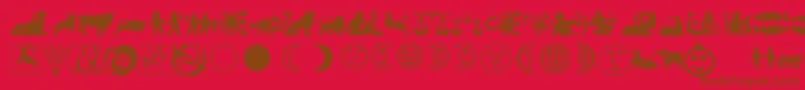 Fonte LinotypeAstrologyPiTwo – fontes marrons em um fundo vermelho