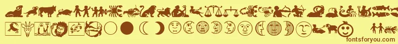 LinotypeAstrologyPiTwo Font – Brown Fonts on Yellow Background