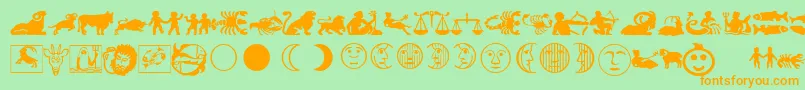 LinotypeAstrologyPiTwo Font – Orange Fonts on Green Background