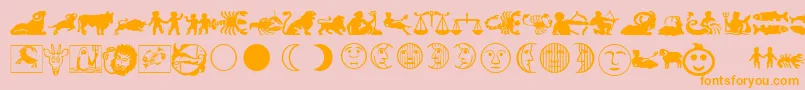 Czcionka LinotypeAstrologyPiTwo – pomarańczowe czcionki na różowym tle