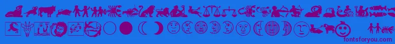 Шрифт LinotypeAstrologyPiTwo – фиолетовые шрифты на синем фоне