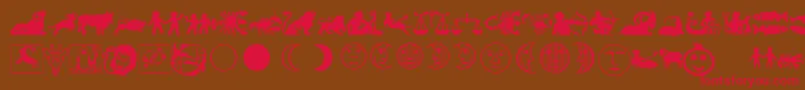 LinotypeAstrologyPiTwo Font – Red Fonts on Brown Background