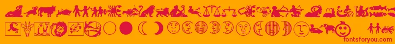 LinotypeAstrologyPiTwo Font – Red Fonts on Orange Background