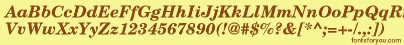 Fonte TexgyrescholaBolditalic – fontes marrons em um fundo amarelo