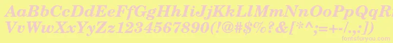 TexgyrescholaBolditalic Font – Pink Fonts on Yellow Background