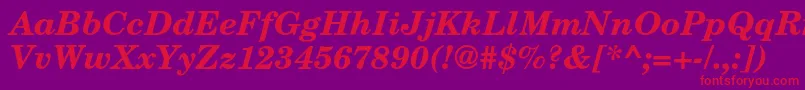 TexgyrescholaBolditalic Font – Red Fonts on Purple Background