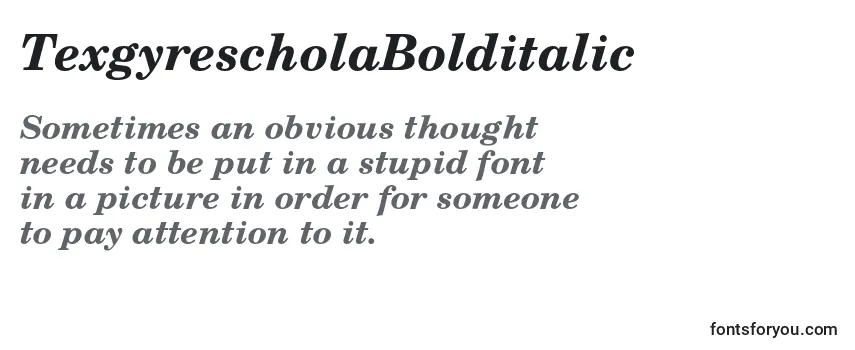 Review of the TexgyrescholaBolditalic Font