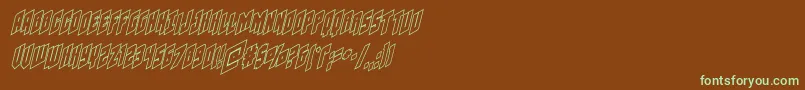 フォントGalaxyforceoutital – 緑色の文字が茶色の背景にあります。