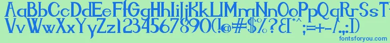 Шрифт Endora – синие шрифты на зелёном фоне